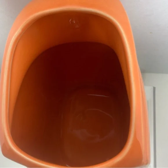 Vtg  7.25 inch fiesta ware persimmon orange disc pitcher Homer Laughlin retired - Picture 5 of 6